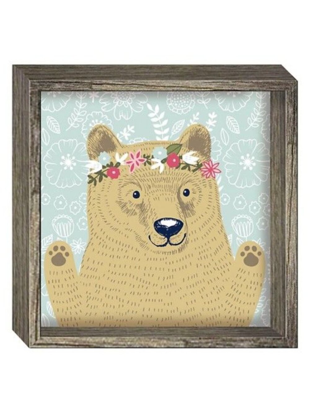 Cute Festival Bear Wood Framed Art Wall Decor by Pillowfort, 12" x 12"